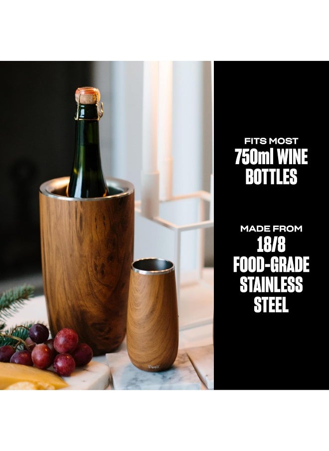 S'well S'well Stainless Steel Wine Chiller, Holds 750ml Bottle, Teakwood, Triple Layered Vacuum Insulated Container Keeps Bottles Chilled for Longer, BPA Free Barware  - Image 3