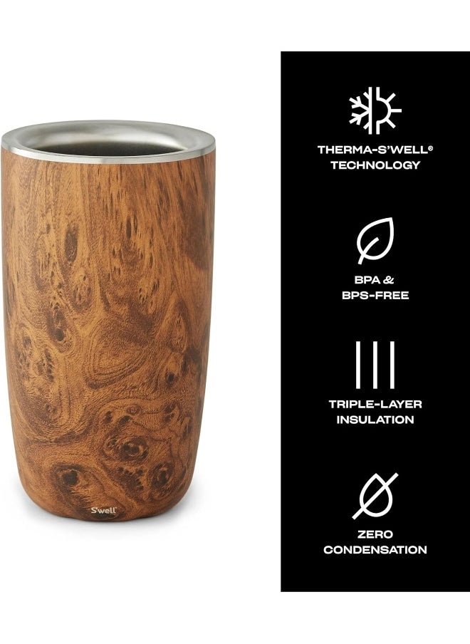 S'well S'well Stainless Steel Wine Chiller, Holds 750ml Bottle, Teakwood, Triple Layered Vacuum Insulated Container Keeps Bottles Chilled for Longer, BPA Free Barware  - Image 4