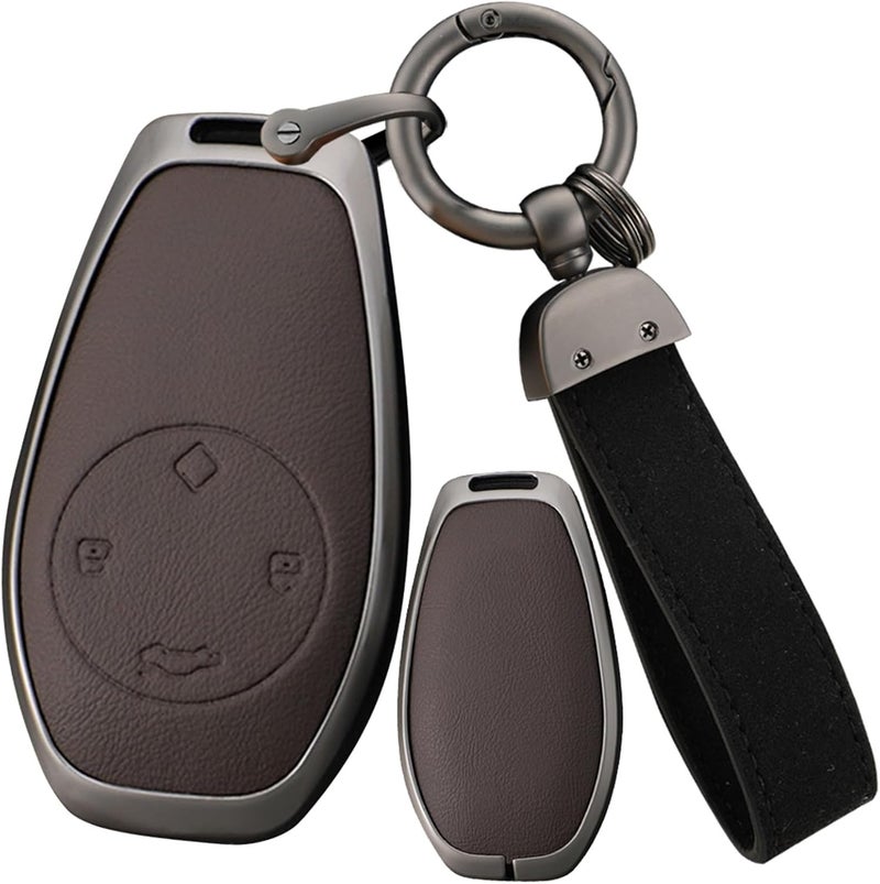 حافظة مفاتيح السيارة من ، تناسب طرازات Leapmotor T03 S01 C11 C01، مصنوعة من سبيكة الزنك والجلد، تحمي مفتاح التحكم عن بعد، لونها أحمر. - Image 1