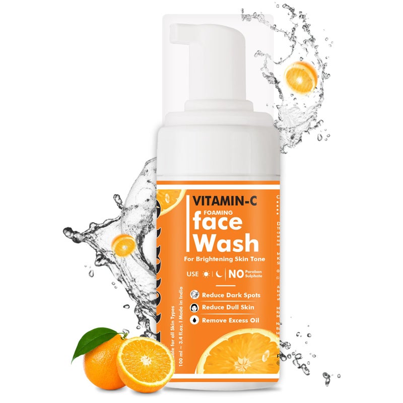 Indalo Vitamin C foaming face wash with Aloe Vera Extract, Brightening Skin Tone, for all Skin Types 100 ml - Image 1