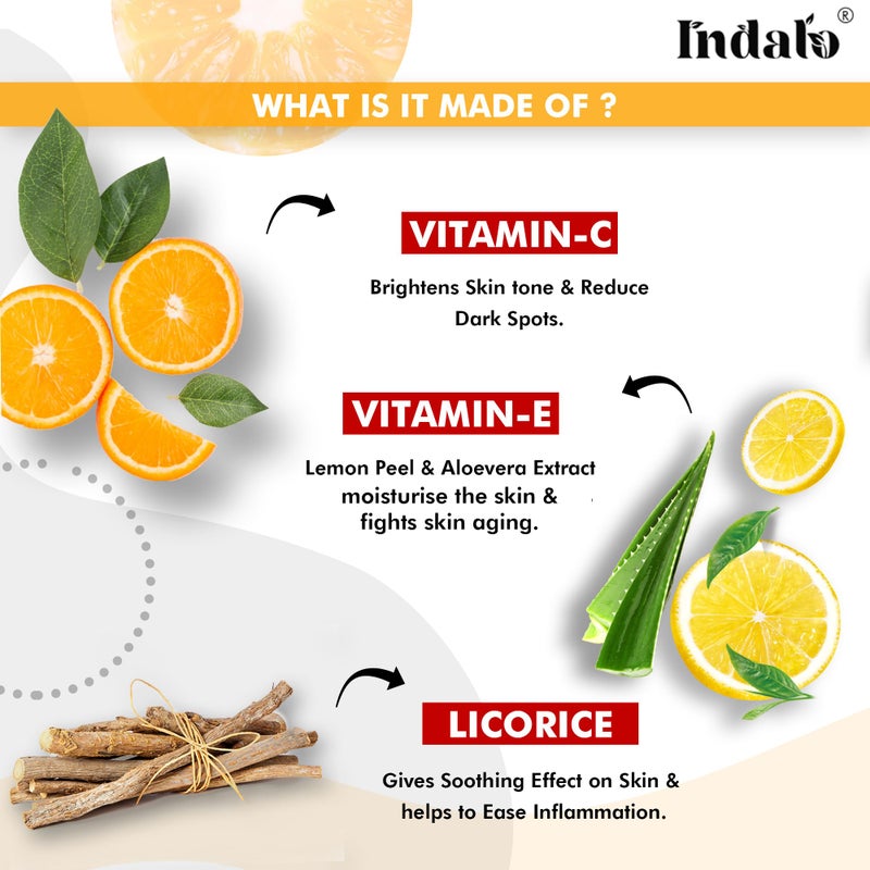 Indalo Vitamin C foaming face wash with Aloe Vera Extract, Brightening Skin Tone, for all Skin Types 100 ml - Image 3