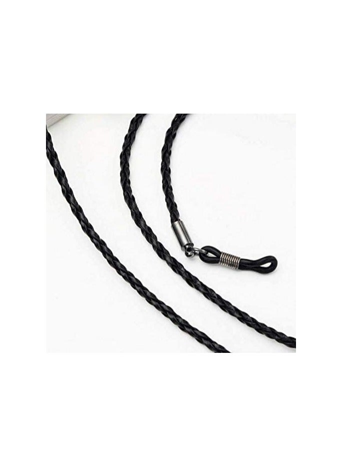 خاجول حزام حامل نظارات جلدية فاخر، حبل قابل للتعديل ومضاد للانزلاق لنظارات القراءة (أسود) - Image 2