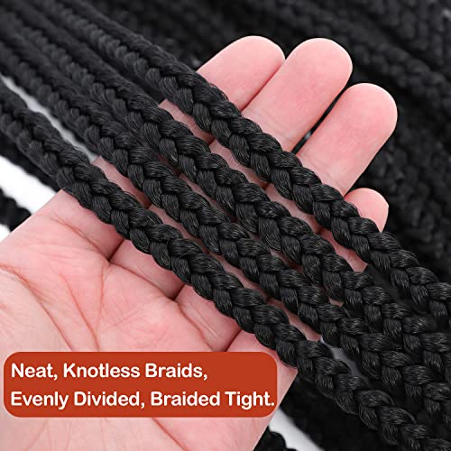 Chicmoi Box Braid Crochet Hair 20 Inch Crochet Box Braids Pre Looped Crochet Braids for Black Women Soft Medium Size Braided Hair Extension 1B Black Color 6 Packs Chicmoi (1B, 20 inch box braids 6 Packs) - Image 5
