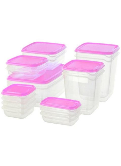Set of 17 plastic food containers with lids  pink