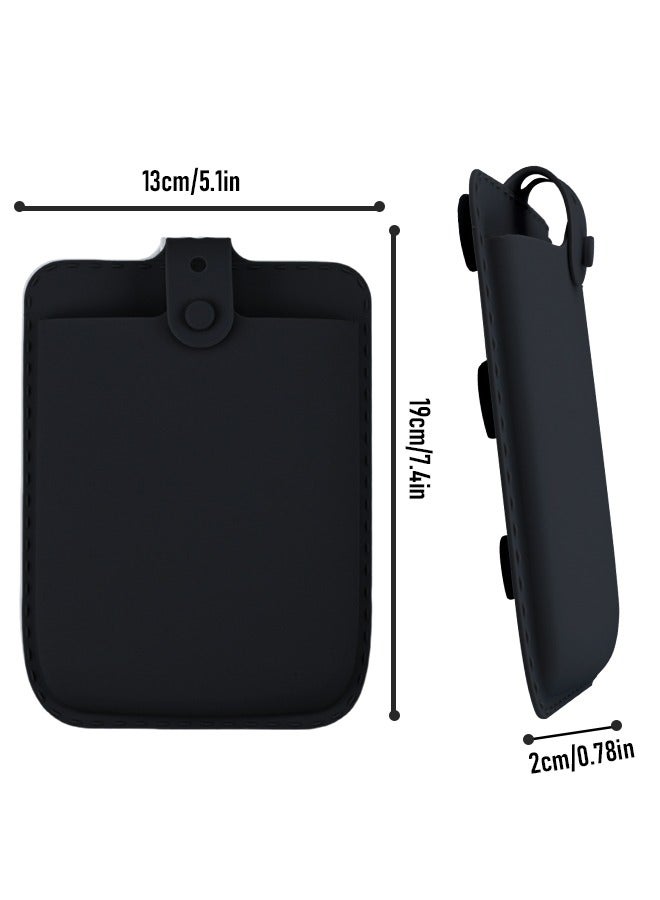 Mouse Holder for Laptop, Silicone Mouse Pouches with Powerful Suction Cup, Mouse Pocket No Residue Adhesive with Reusable,Mouse Bag Suitable for Laptop Office Home, Black