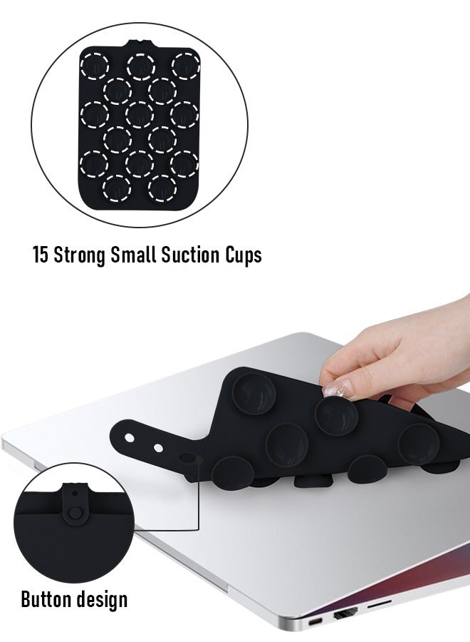 Mouse Holder for Laptop, Silicone Mouse Pouches with Powerful Suction Cup, Mouse Pocket No Residue Adhesive with Reusable,Mouse Bag Suitable for Laptop Office Home, Black