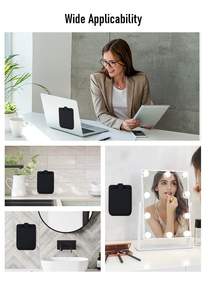 Mouse Holder for Laptop, Silicone Mouse Pouches with Powerful Suction Cup, Mouse Pocket No Residue Adhesive with Reusable,Mouse Bag Suitable for Laptop Office Home, Black