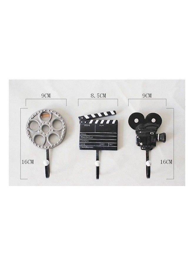 إسكدنيا 3 Pack Self Adhesive Hooks, Decorative Vintage Films Movie Reel, Clapper Board and Cinema Camera Resin Wall Coat Hooks for Hanging Coat, Scarf, Bag, Towel, Clothes, Short Sleeve ,Shirt Suit, Hats an  - Image 3
