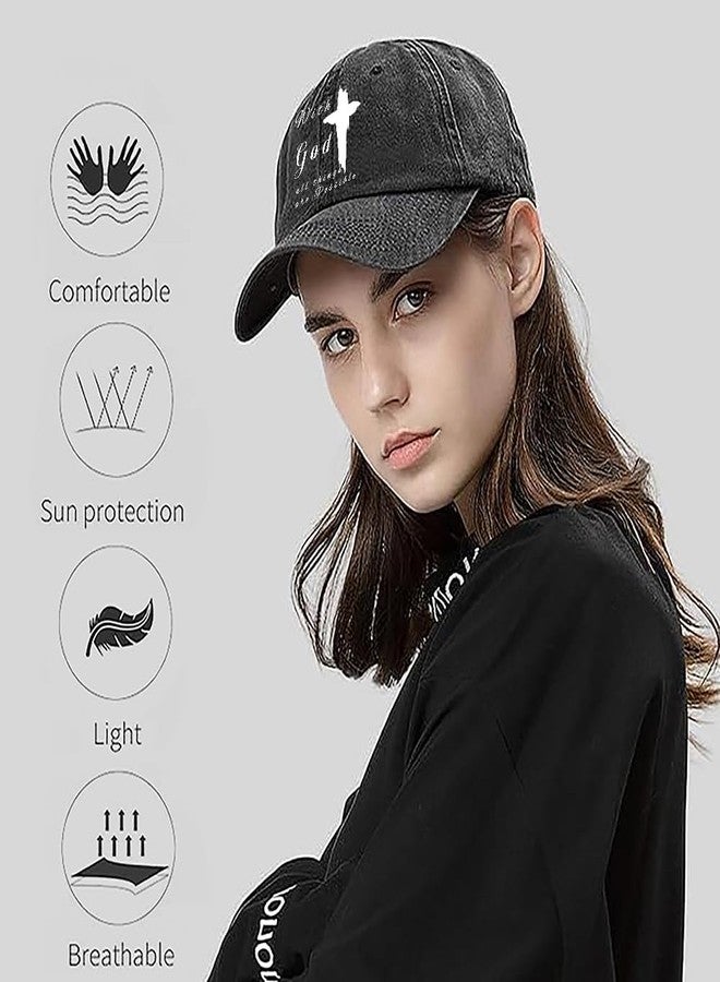 Negi with God All Things are Possible Christian Faith Baseball Cap Adjustable Christ Men Hats Black Denim Baseball Hat Dad Life Jesus Crosses Fitted Ball Cap Christian Gifts for Men Women - Image 3