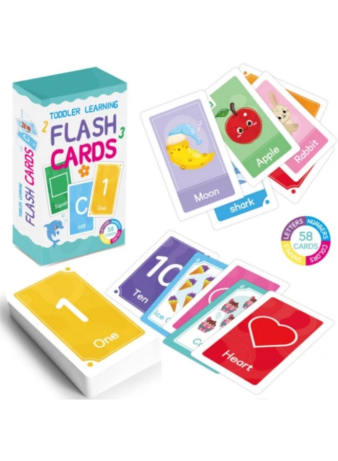 58-Piece Early Education Enlightenment Flash Cards, Words Recognition Double Sided Card, Puzzle Early Education Fun Cards, Educational Learning Toys  - Image 1