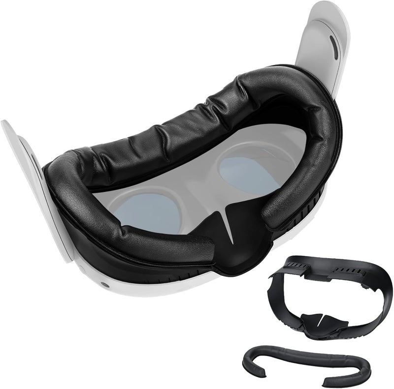 Mmobiel VR Face Interface for Oculus Quest 3 Goal by - Face Cover Pad for Quest 3 - Removable Face Interface Support - Accessory Set with Anti-Leak Nose Pad and PU Leather Case - Black - Image 1