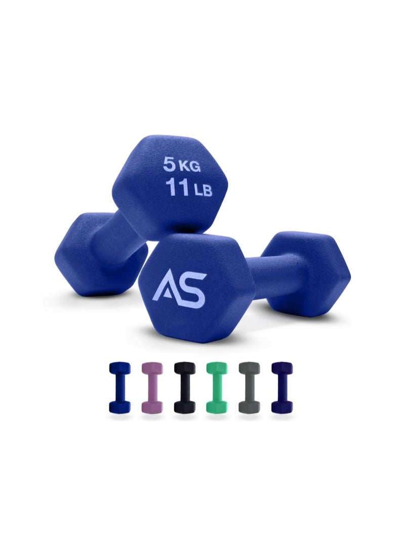 Allure Sphere Neoprene Dumbbell Set For Home Gym Exercise - Anti Slip Fitness Equipment For Pilates, Cardio, Training - Anti Sweat Hex Dumbbells in 1Kg 2Kg 3Kg 4Kg 5Kg In Pair - Image 1