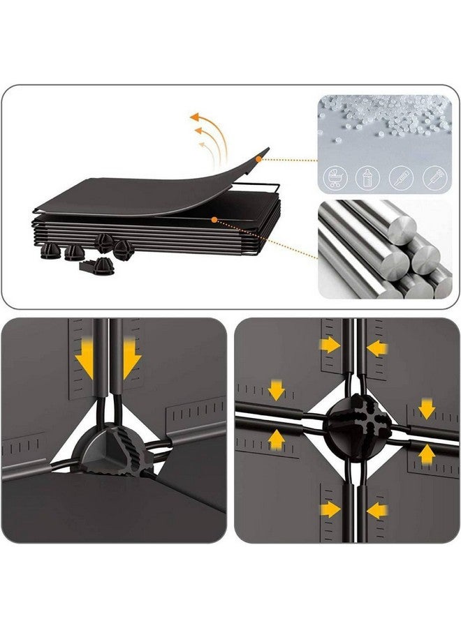 AYSIS Multipurpose Portable 10 Plastic Small Sheet Collapsible Wardrobe for Clothes Storage Rack for Kids ^ Black