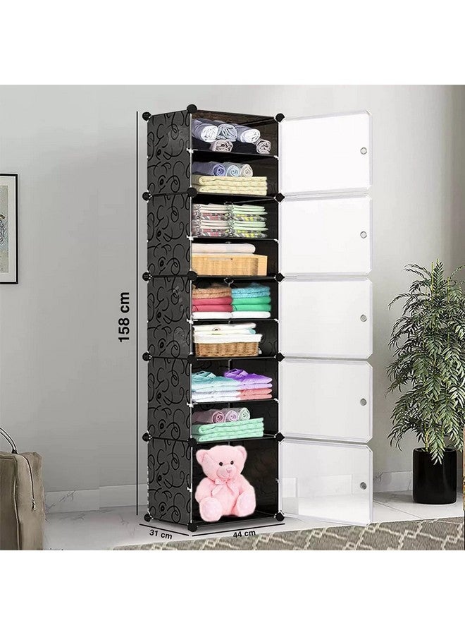 AYSIS Multipurpose Portable 10 Plastic Small Sheet Collapsible Wardrobe for Clothes Storage Rack for Kids ^ Black