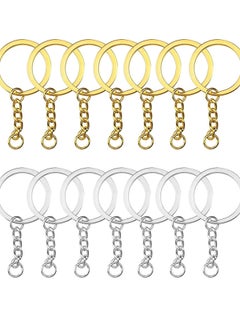 100 PCS Keyring Rings Split Key Ring with Chain and Jump Metal Open Round Kit for Keychain Art Crafts Golden and Silver