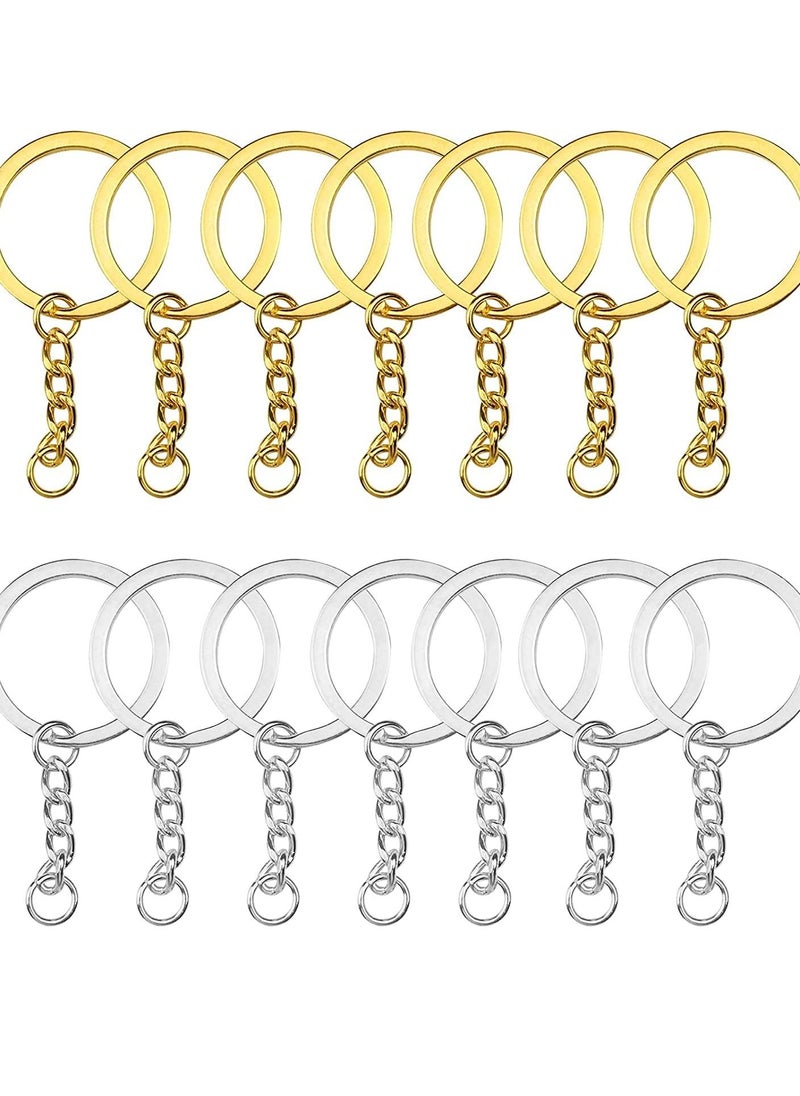 Generic - 100 PCS Keyring Rings Split Key Ring with Chain and Jump Metal Open Round Kit for Keychain Art Crafts Golden and Silver - Image 1