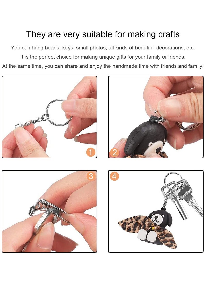 Generic - 100 PCS Keyring Rings Split Key Ring with Chain and Jump Metal Open Round Kit for Keychain Art Crafts Golden and Silver - Image 1