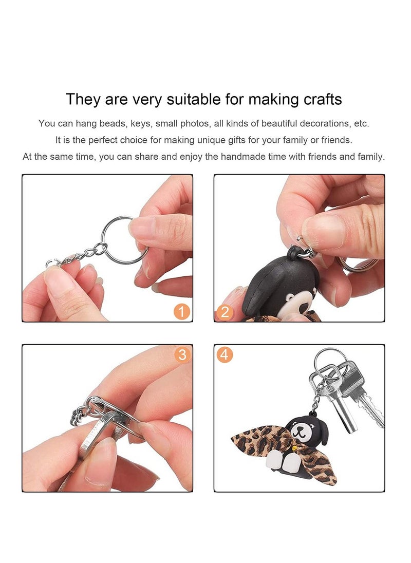 Generic - 100 PCS Keyring Rings Split Key Ring with Chain and Jump Metal Open Round Kit for Keychain Art Crafts Golden and Silver - Image 1