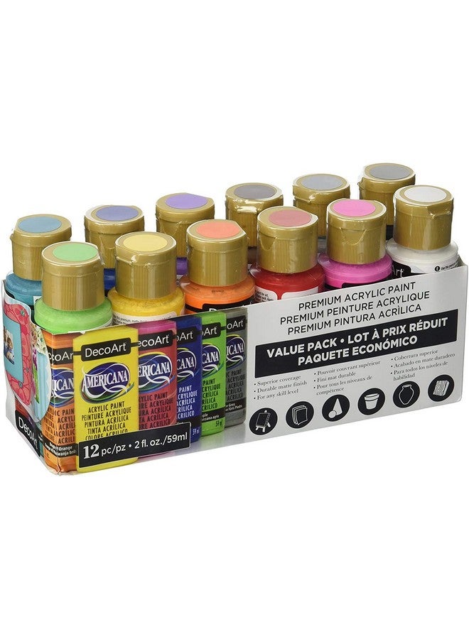 DecoArt Americana Acrylic Paint 12 Ct Basic Assorted Acrylic Paints Value Pack Medium Viscosity Water Based Multi Surface Acrylic Paint Set For Arts And Crafts Wall Art Model Kit Paint + Ebook - Image 3