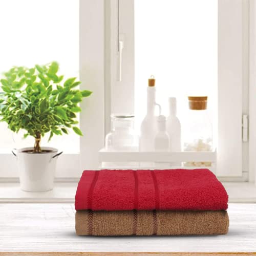 Sassoon Melrose 100% Cotton 2 Piece Hand Towel Set, 380 GSM - (Red & Brown) (40cmX60cm) - Highly Absorbent, Soft Material, Perfect for Daily Use - Image 2