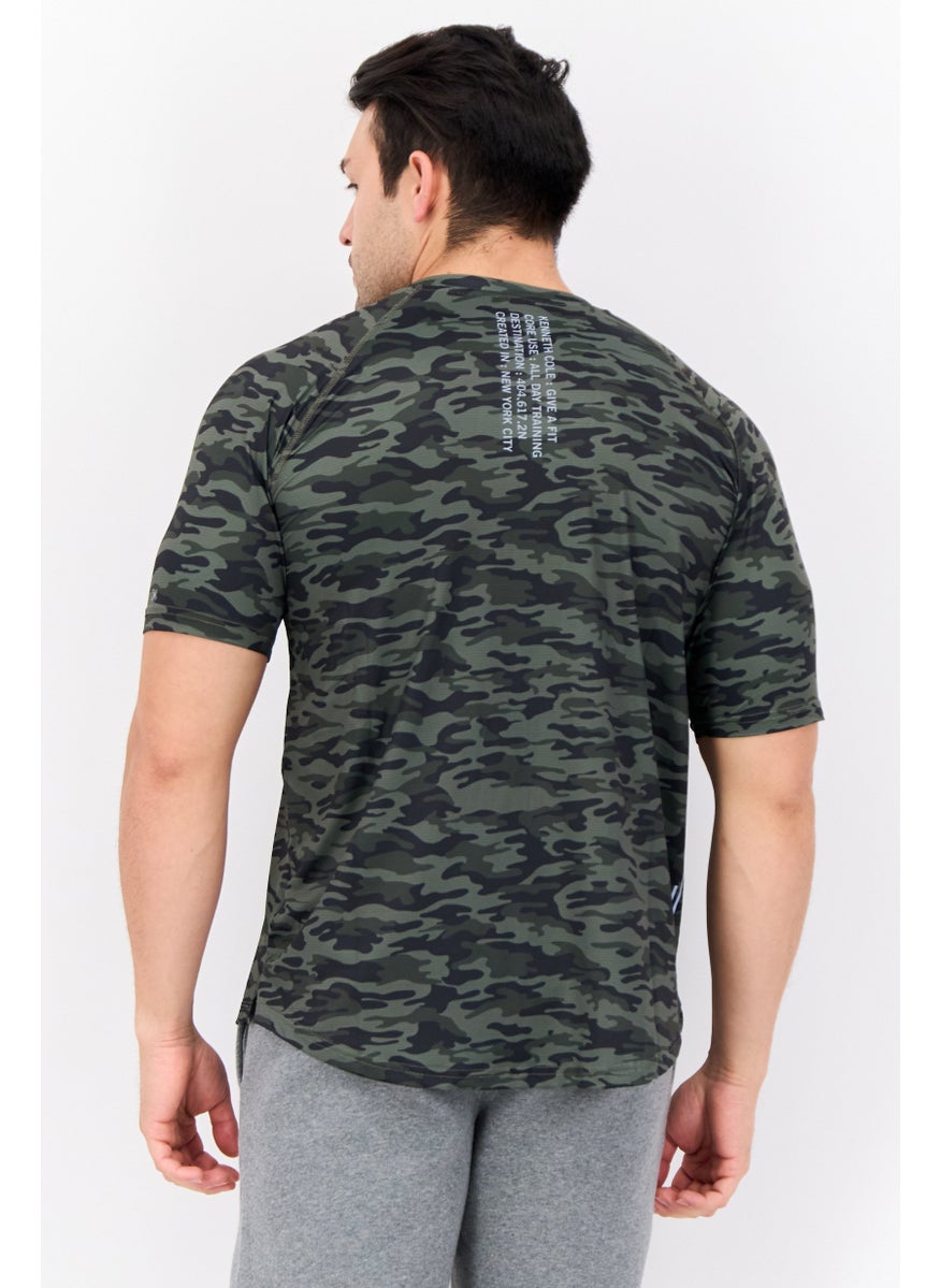 Kenneth Cole Men Crew Neck Short Sleeves Camouflage T-shirt, Olive  - Image 2