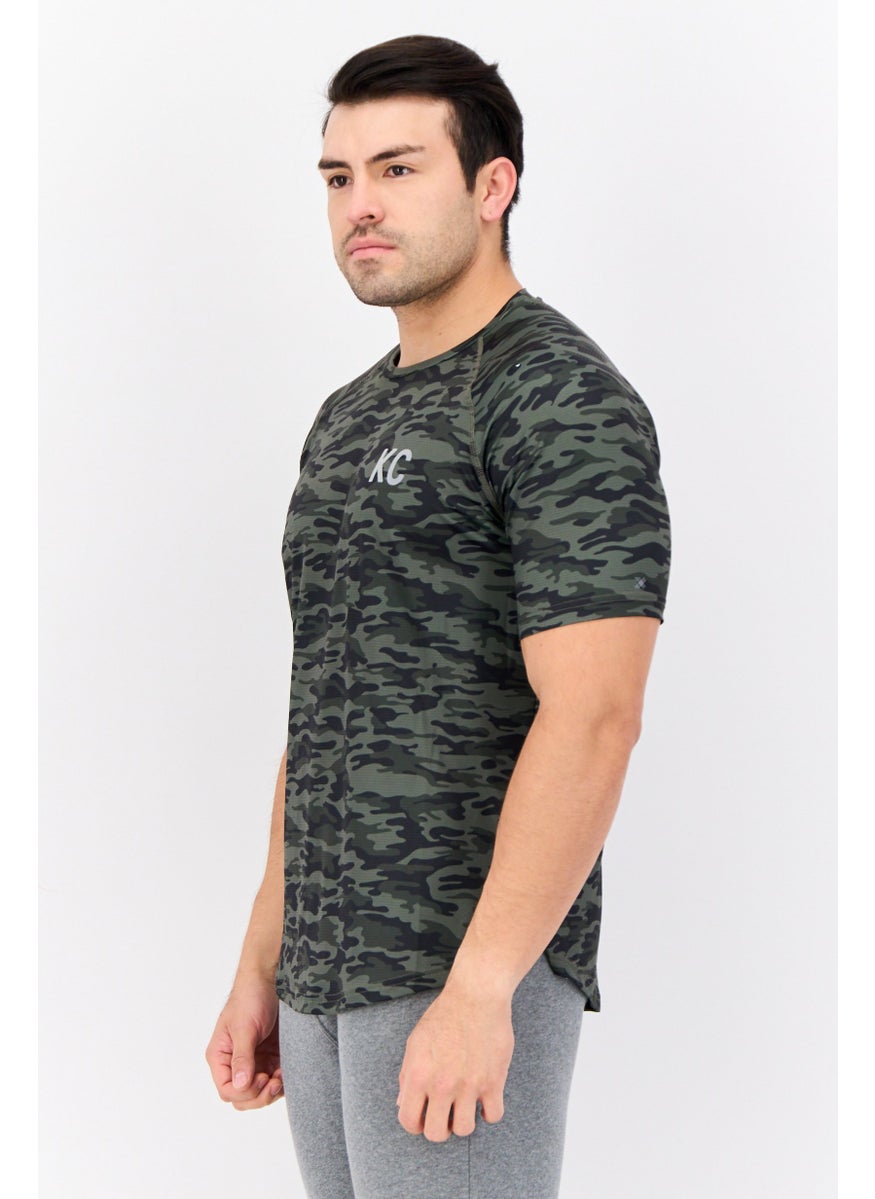 Kenneth Cole Men Crew Neck Short Sleeves Camouflage T-shirt, Olive  - Image 3