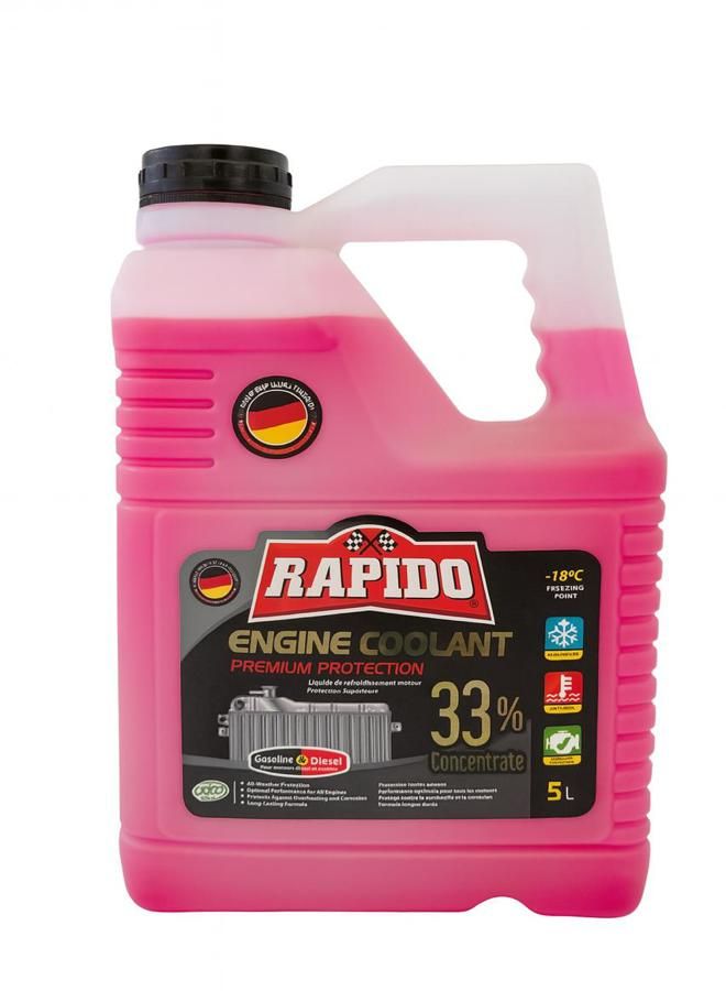 Rapido Engine Coolant for Car Radiator Anti Freeze 33% & Boil 5L (Red) - Image 1