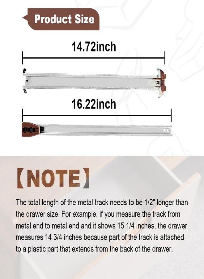 Kwarbeobo Drawer Slides Center Track for Kenlin Rite-Trak II Rails Kit, 16 Inch Drawer Metal Slides with Stop & Roller, Replacement for Dresser Nightstand Wardrobe Cabinet Drawer Tracks and Rails Kits (1 Pack) - Image 2