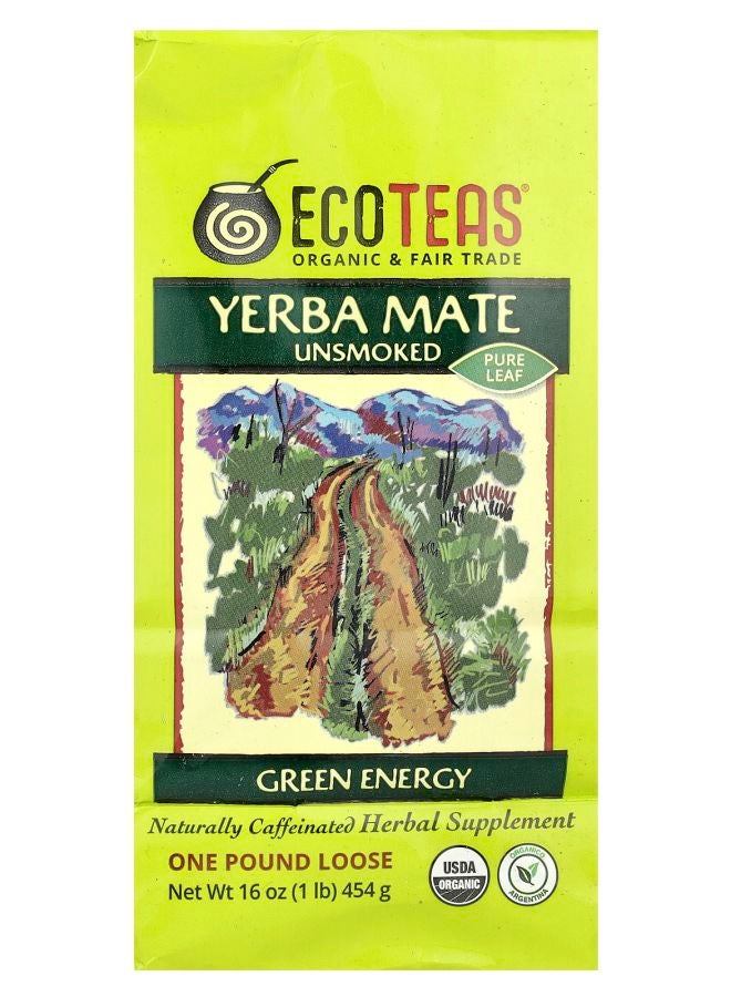 شاي يربا ماتي أوراق نقية غير مدخنة طاقة خضراء 16 أونصة (454 جرام)