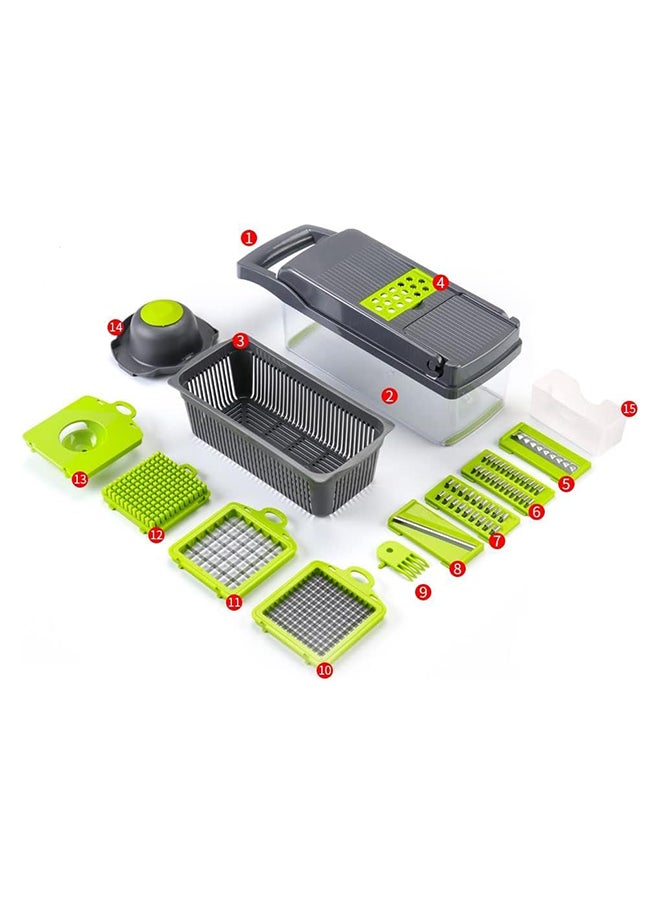 SKY-TOUCH - SKY-TOUCH Vegetable Chopper : Multifunctional All-in-One Food Slicer Dicer Cutter with Draining Basket Grater With Container Compact Kitchen Gadgets Sets for Cooking - Image 1