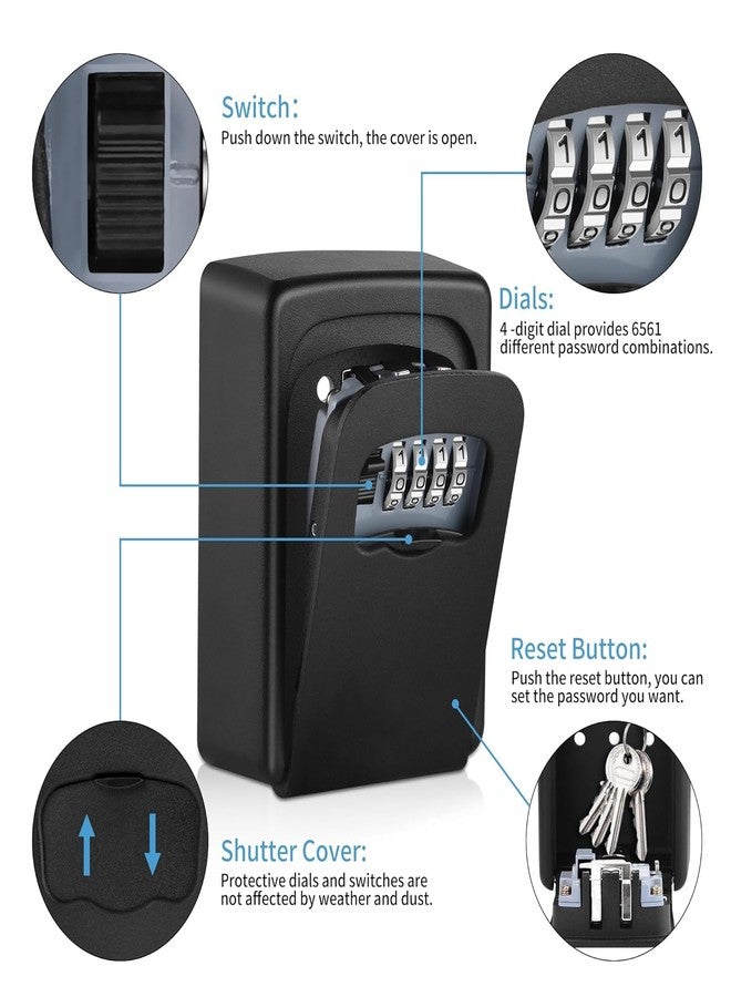 SANGOZ Combination Safe, Storage Cabinets Box, 4 Digit Numeric Password Key, Key Safe Lock Outdoor Storage with Code Combination Password Security Lock for Home - Image 3