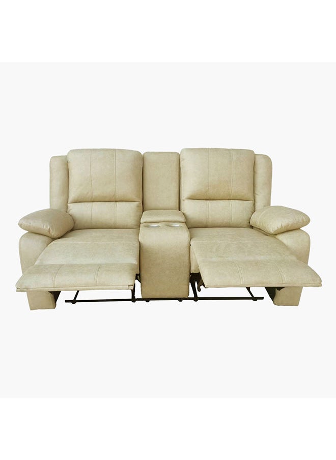 Home Box Larson 2-Seater Leather-Look Fabric Recliner Sofa With Console 94x102x182 cm 