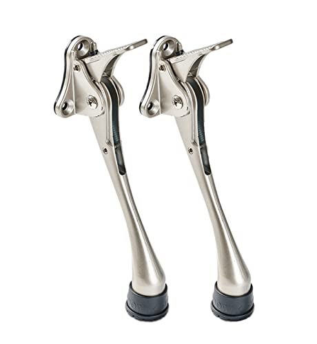 HOME&I 6" Heavy Duty Kick Down Door Stopper, Hands-Free Adjustable Pedal Door Holder with Rubber Foot for Commercial & Home Doors (Satin Nickel, 6 Inch x 2 Pack) - Image 1