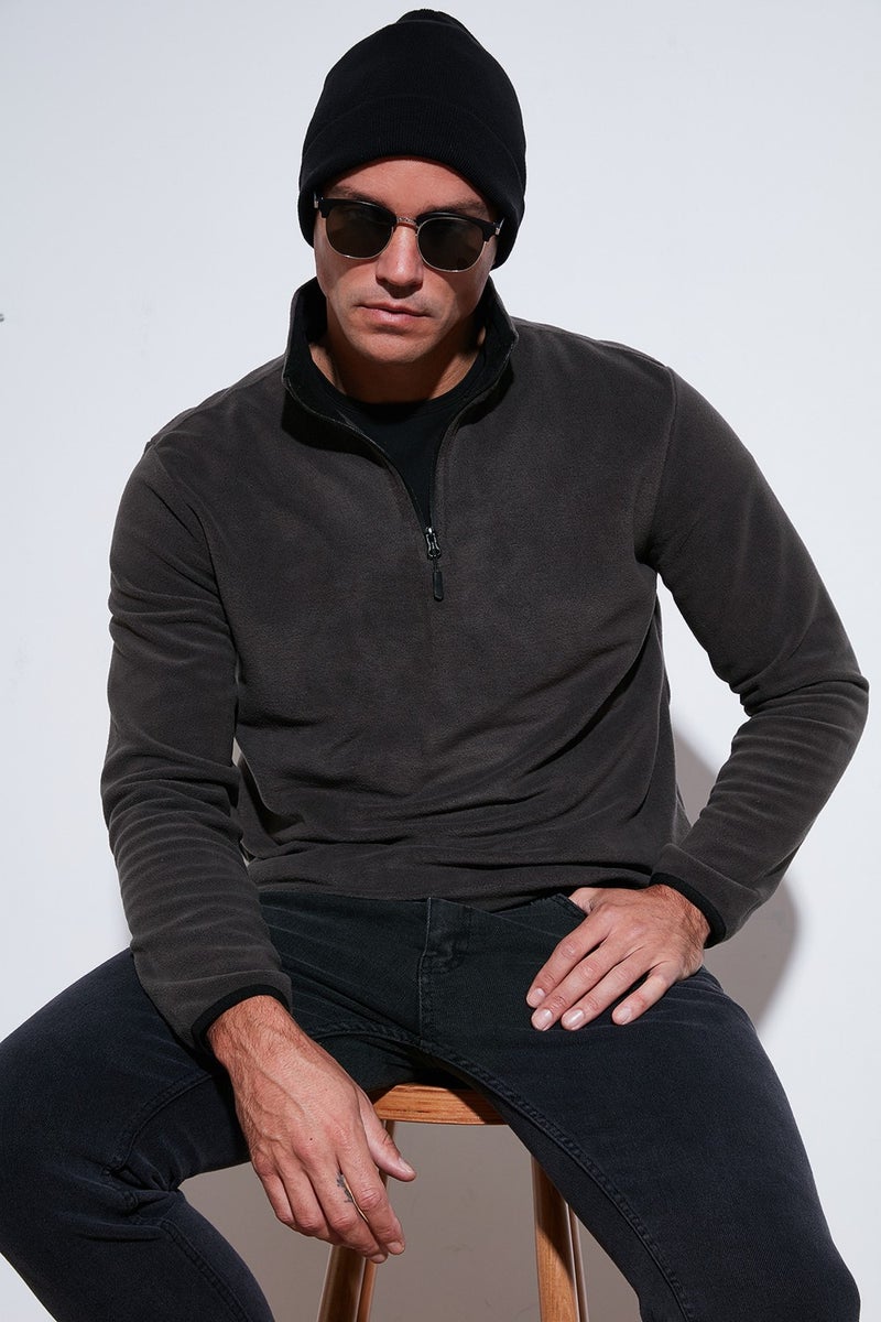 Buratti Slim Fit Half Zipper Stand Collar Polar Fleece Men's Polar 5906003 - Image 1
