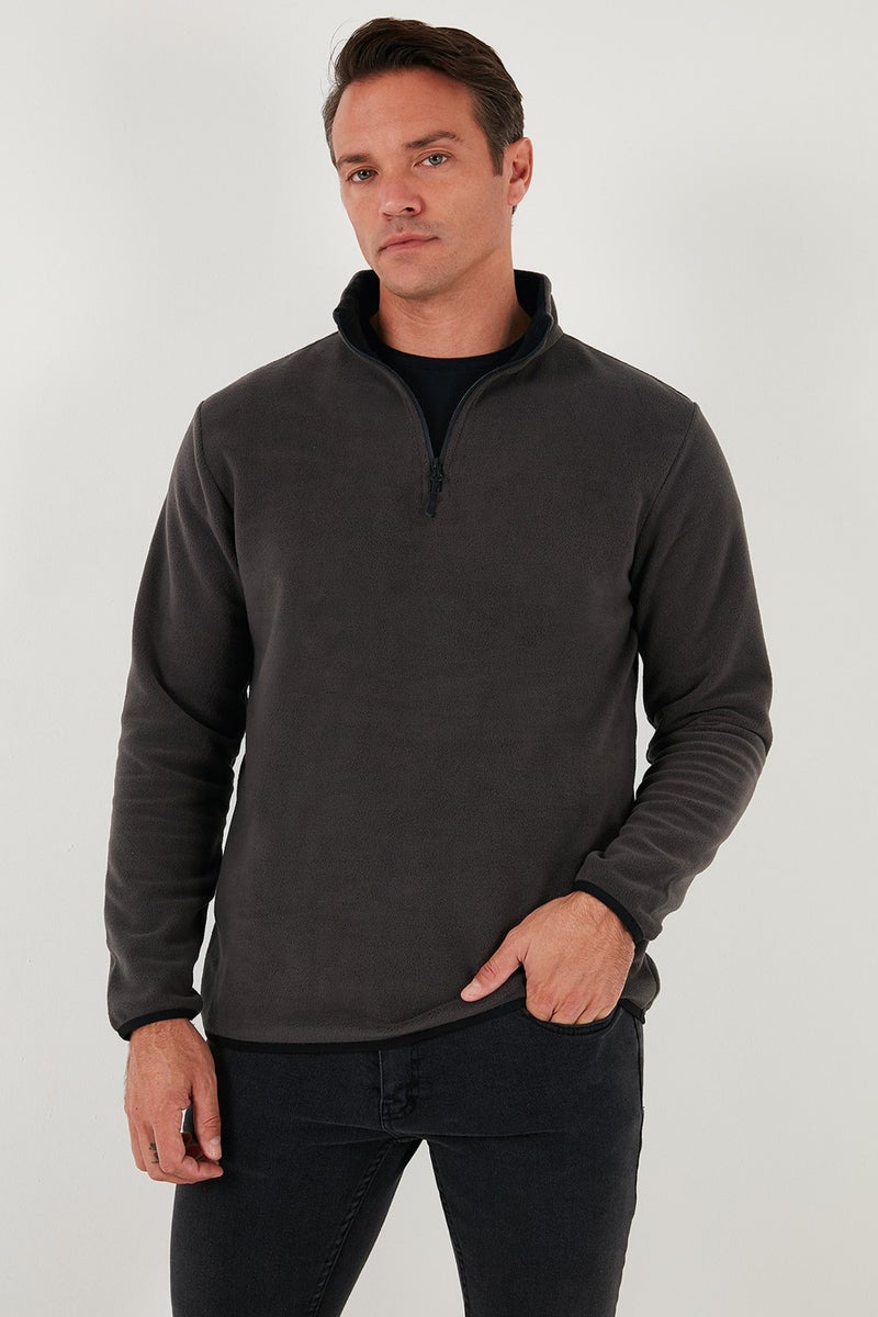 Buratti Slim Fit Half Zipper Stand Collar Polar Fleece Men's Polar 5906003 - Image 3