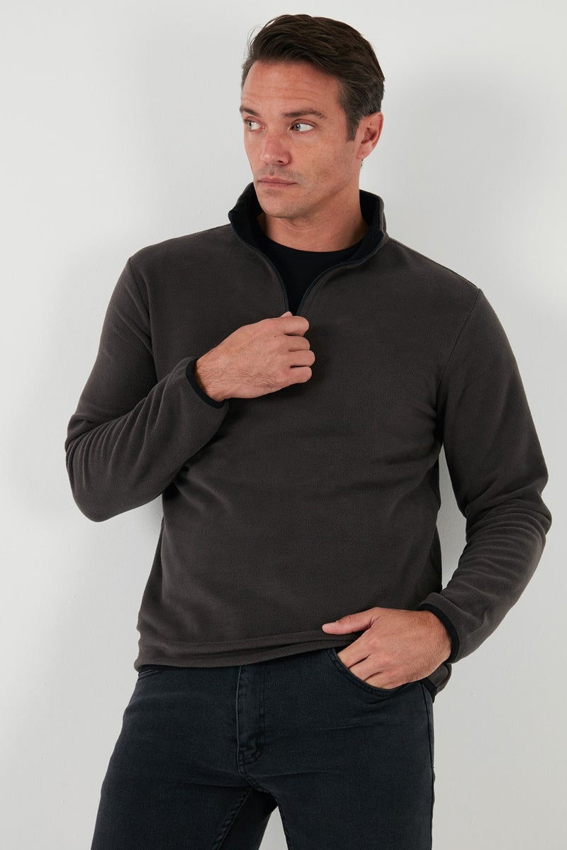Buratti Slim Fit Half Zipper Stand Collar Polar Fleece Men's Polar 5906003 - Image 5