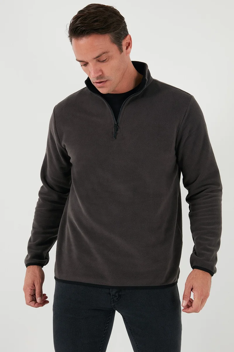 Buratti Slim Fit Half Zipper Stand Collar Polar Fleece Men's Polar 5906003