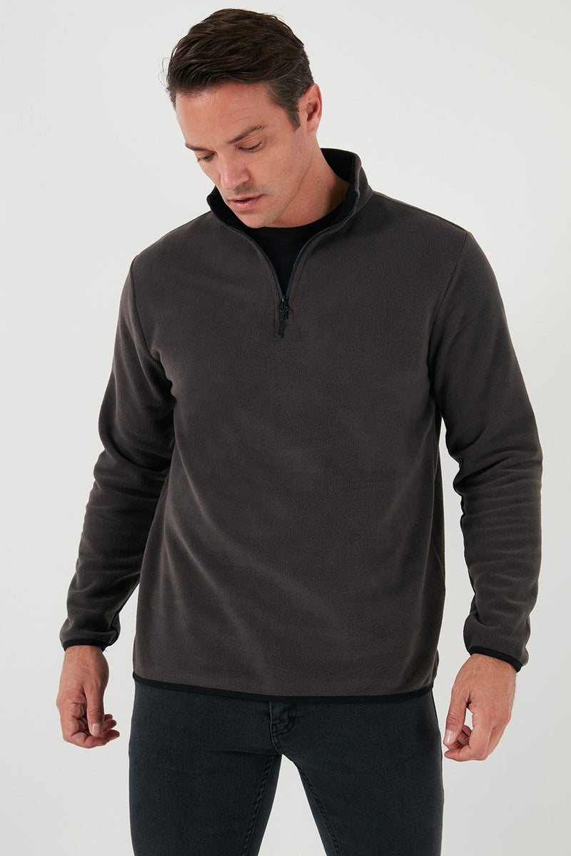 Buratti Slim Fit Half Zipper Stand Collar Polar Fleece Men's Polar 5906003 - Image 4