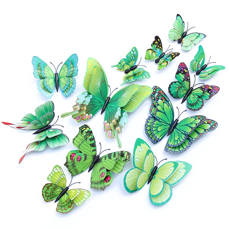 OPSEAM Butterfly Wall Decor 24/48 PCS  3D Butterflies Stickers for Party Decorations with Magnets (Green  24) - Image 1