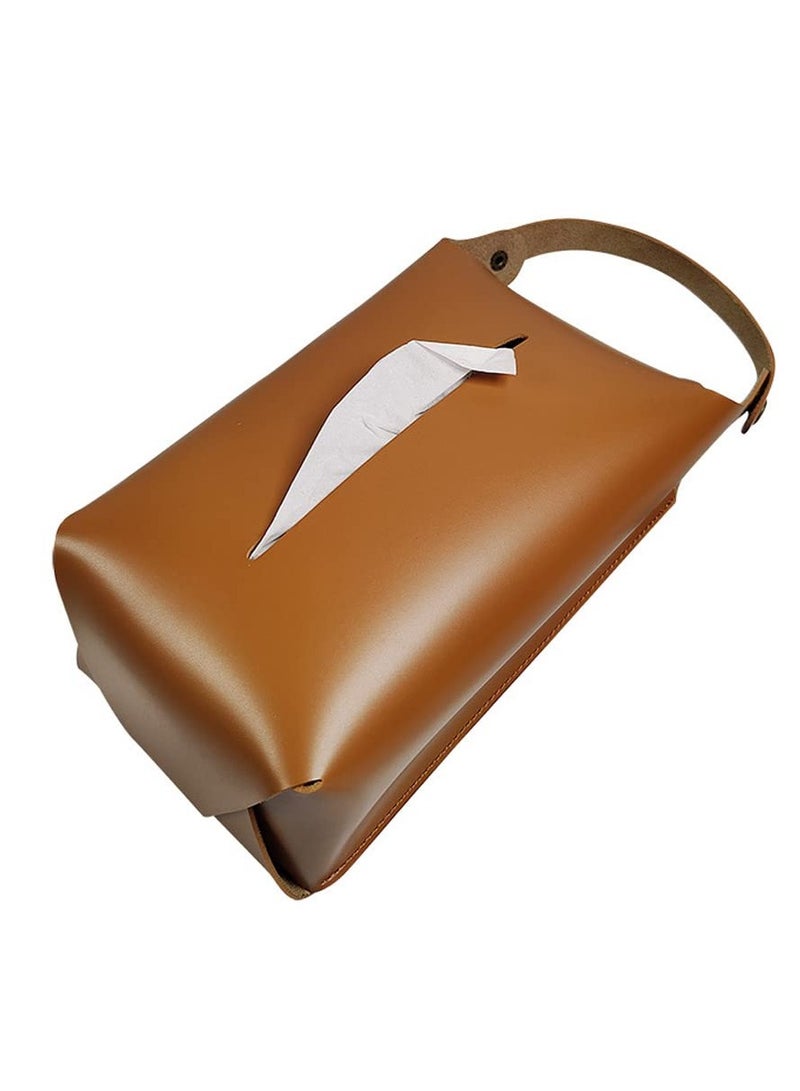 SYOSI Tissue Box, Leather Hanging Decorative Organizer Rectangular Tissue Holder for Bathroom Kitchen Home - Image 1