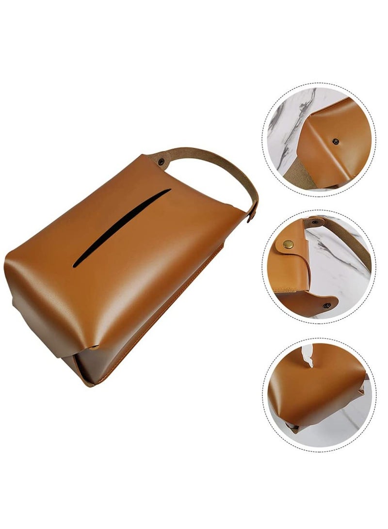 SYOSI Tissue Box, Leather Hanging Decorative Organizer Rectangular Tissue Holder for Bathroom Kitchen Home - Image 3
