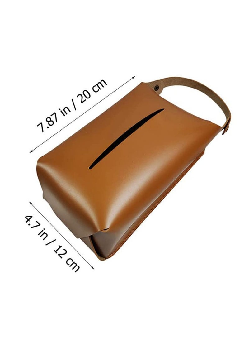 SYOSI Tissue Box, Leather Hanging Decorative Organizer Rectangular Tissue Holder for Bathroom Kitchen Home - Image 4