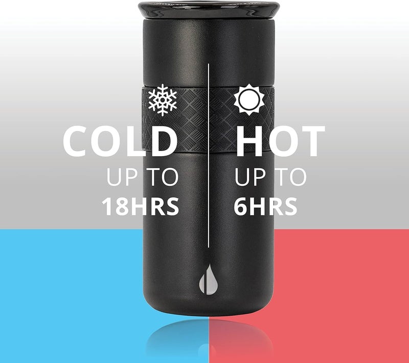 Elemental Artisan Insulated Tumbler, Triple Wall Coffee Travel Tumbler, Reusable Stainless Steel Coffee Tumbler with Ceramic Lid, Thermal Coffee Cup for Hot (6 Hrs) & Cold (18 Hrs) 16oz - Matte Black - Image 5