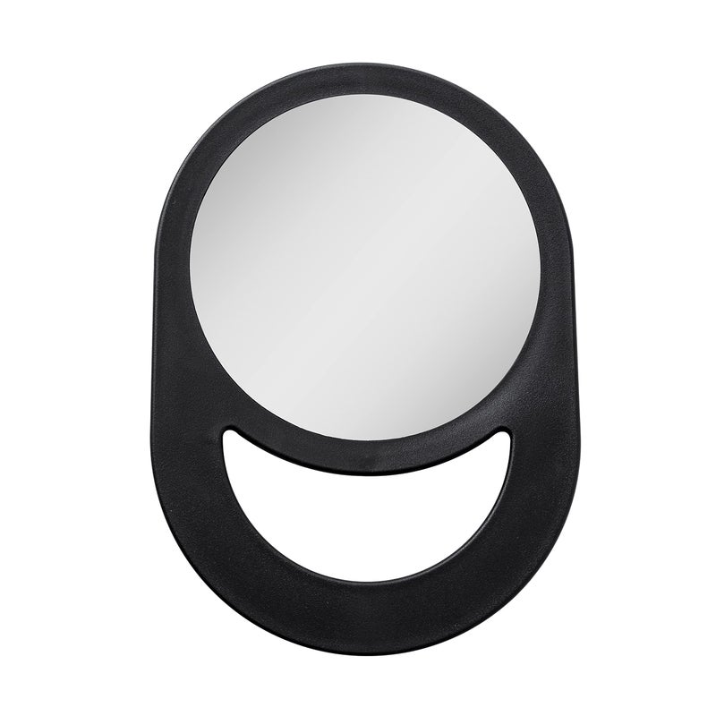 Zadro 10""X7"" Oblong Hand Mirror 6"" Dia. Round Glass Handheld Mirror Modern Ergonomic Handle Pill Shape Handheld Mirror - Image 1