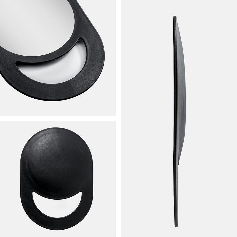 Zadro 10""X7"" Oblong Hand Mirror 6"" Dia. Round Glass Handheld Mirror Modern Ergonomic Handle Pill Shape Handheld Mirror - Image 4