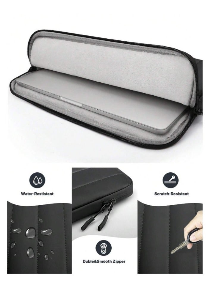 TECOOL Padded Laptop Bag, Lightweight, Water-Resistant, Scratch-Proof, Compatible with Mac Pro, Asus, HP and More, 15-16 Inch, Black - Image 2