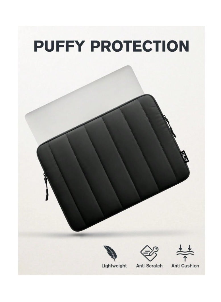 TECOOL Padded Laptop Bag, Lightweight, Water-Resistant, Scratch-Proof, Compatible with Mac Pro, Asus, HP and More, 15-16 Inch, Black - Image 4