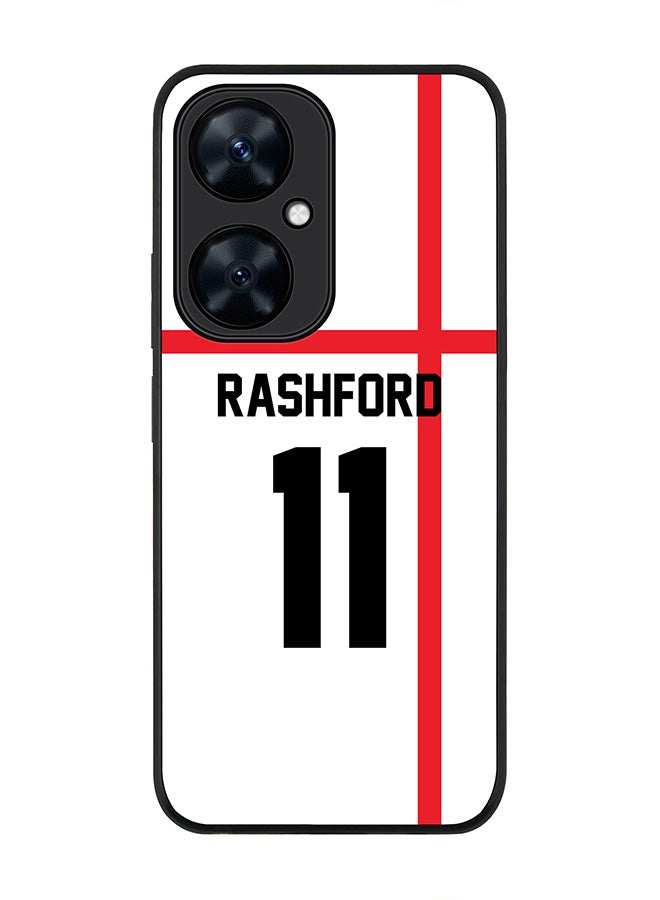 Stylizedd Rugged Black Edge case for Huawei nova 11i , Slim fit Soft Flexible Rubber Edges Anti Drop Cover - Football Team - England, Player Name - Rashford - Image 1