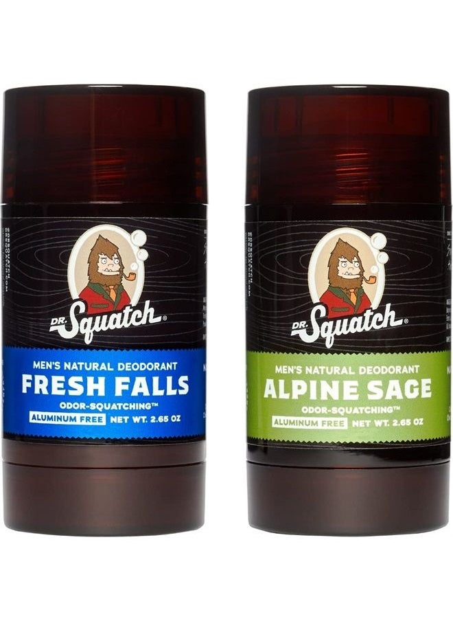 Dr. Squatch Natural Deodorant for Men – Odor-Squatching Men's Deodorant Aluminum Free - Alpine Sage + Fresh Falls (2.65 oz, 2 Pack)  - Image 1