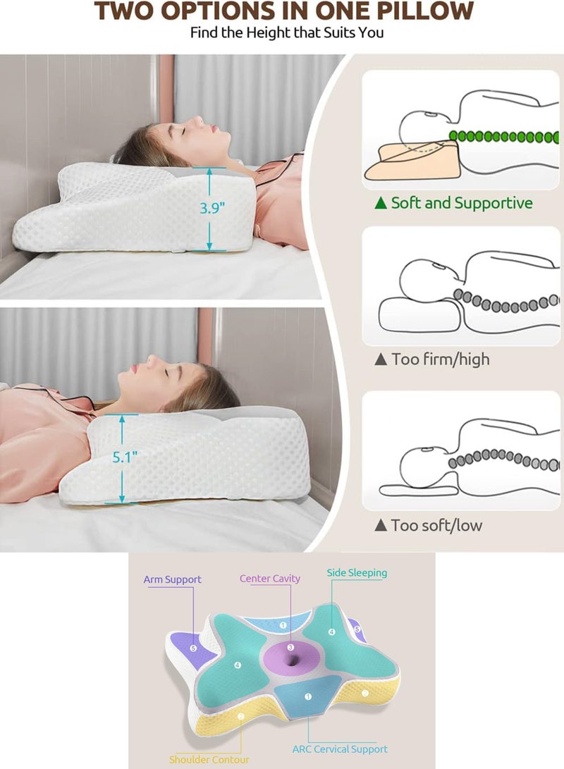 توشيونيكس الجلد ودية التبريد عنق الرحم وسادة الرأس والرقبة دعم وسادة النوم وسادة مع الراحة الناعمة عالية مرونة الألياف النسيج قابل للتعديل تصميم مريح لدعم الظهر والمعدة النوم الجانب - Image 4